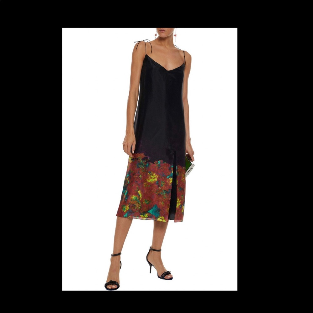 Acne studios black floral silk dress - XS - 34